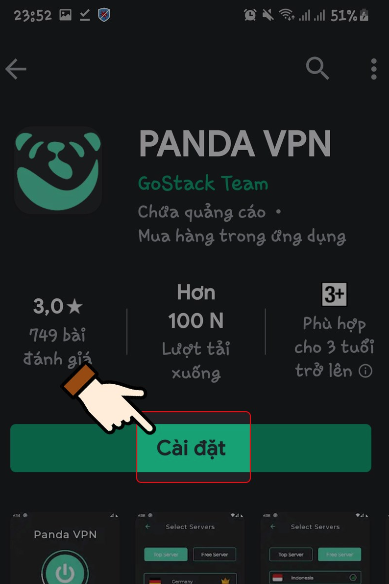 Cài đặt ứng dụng Panda VPN