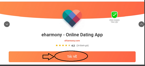 cài đặt app Eharmony trên Android