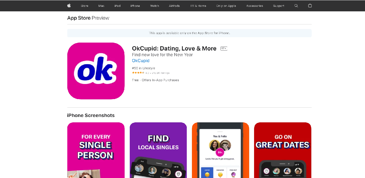 OkCupid là ứng dụng hẹn hò miễn phí.