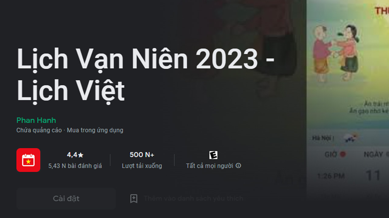 Ứng dụng Lịch Việt – Lịch Vạn Niên 2023